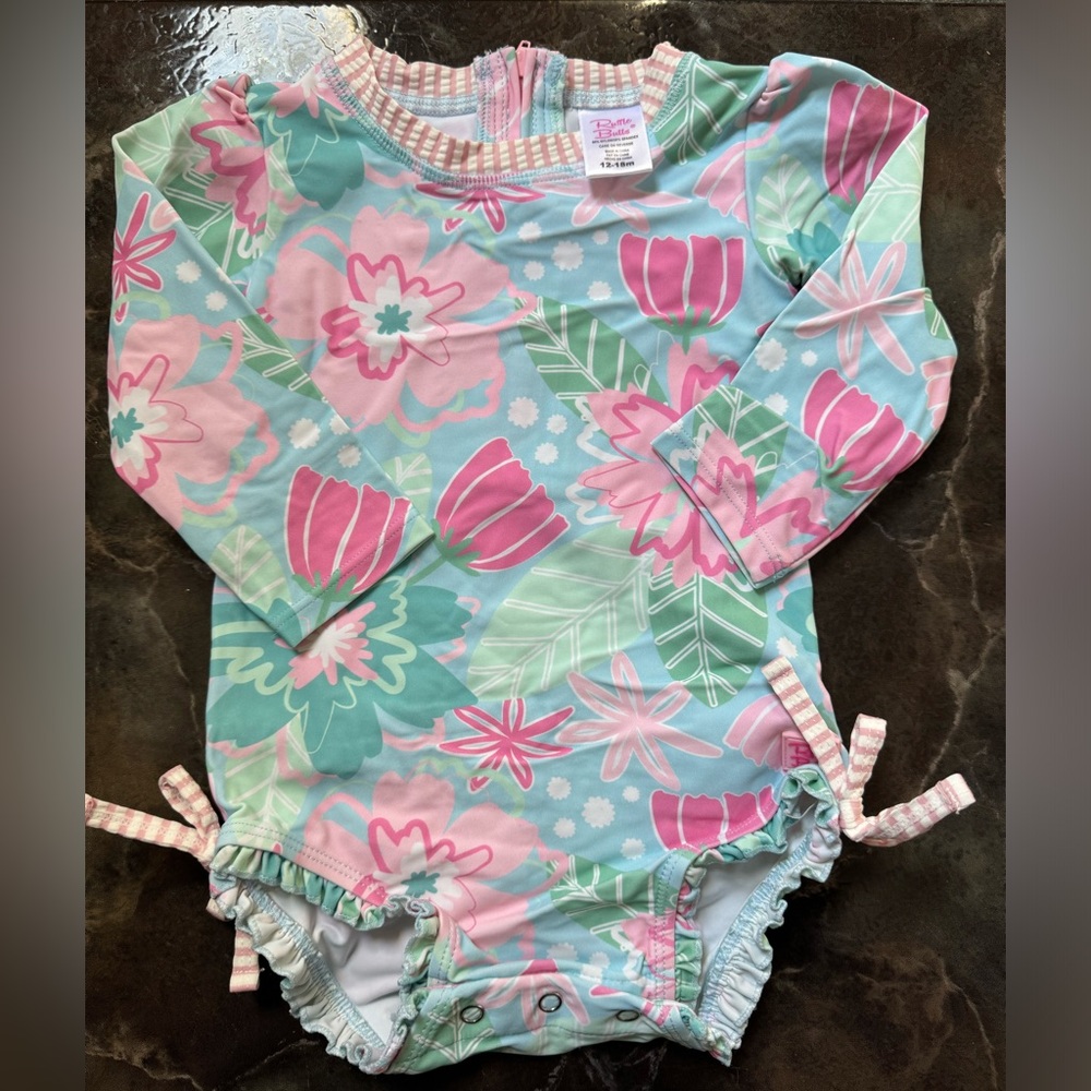 Ruffle Butts Swim In bloom rash guard